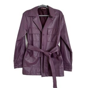 Purple, Small, Oversized Fit, Faux Leather Jacket